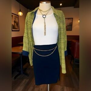 Christopher & Banks Green Notched Collar 3/4 Sleeve Jacket